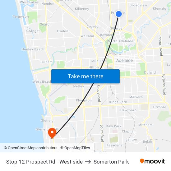Stop 12 Prospect Rd - West side to Somerton Park map