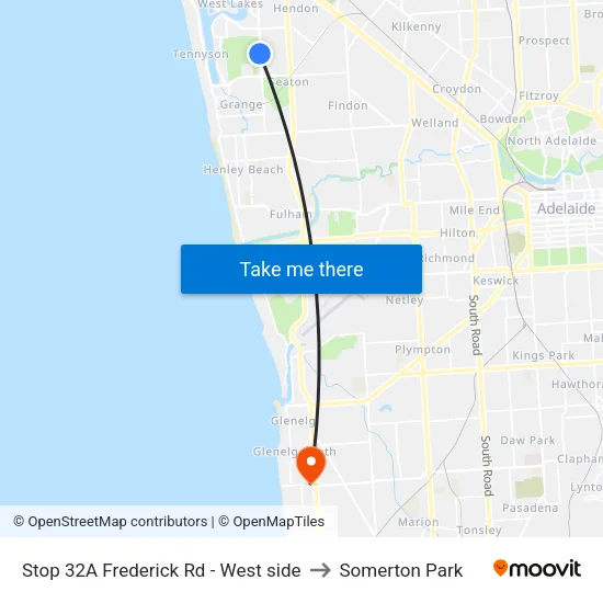 Stop 32A Frederick Rd - West side to Somerton Park map