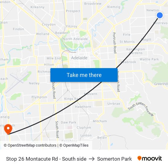 Stop 26 Montacute Rd - South side to Somerton Park map