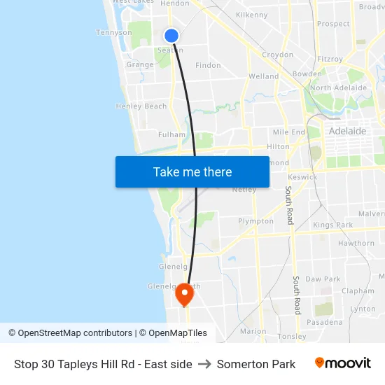 Stop 30 Tapleys Hill Rd - East side to Somerton Park map