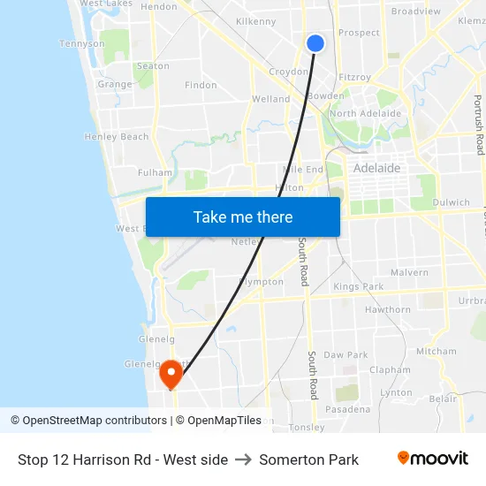 Stop 12 Harrison Rd - West side to Somerton Park map