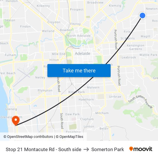 Stop 21 Montacute Rd - South side to Somerton Park map