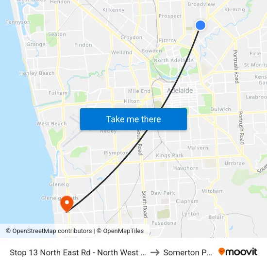 Stop 13 North East Rd - North West side to Somerton Park map