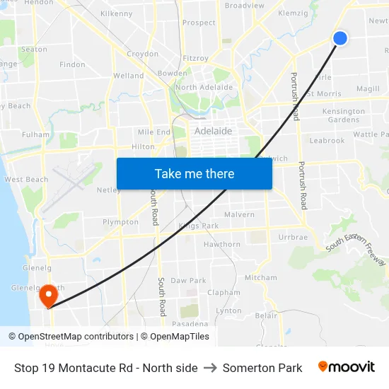 Stop 19 Montacute Rd - North side to Somerton Park map