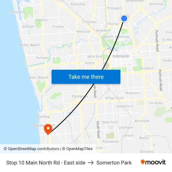 Stop 10 Main North Rd - East side to Somerton Park map