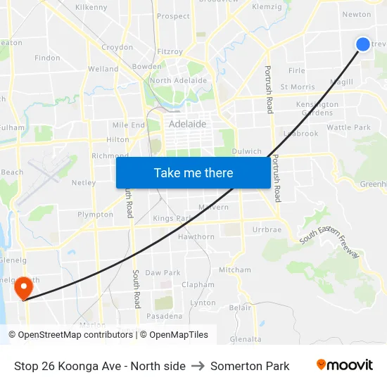 Stop 26 Koonga Ave - North side to Somerton Park map