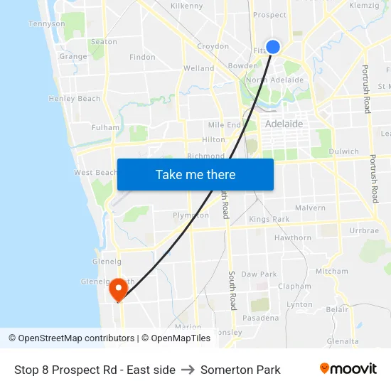 Stop 8 Prospect Rd - East side to Somerton Park map