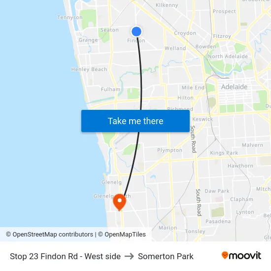 Stop 23 Findon Rd - West side to Somerton Park map