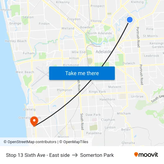 Stop 13 Sixth Ave - East side to Somerton Park map