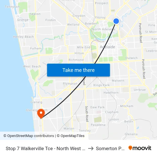 Stop 7 Walkerville Tce - North West side to Somerton Park map