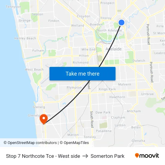 Stop 7 Northcote Tce - West side to Somerton Park map