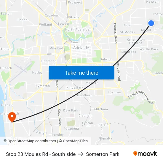 Stop 23 Moules Rd - South side to Somerton Park map