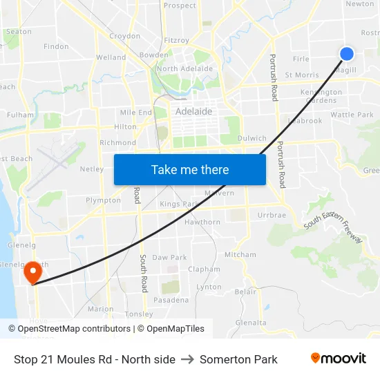 Stop 21 Moules Rd - North side to Somerton Park map