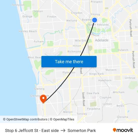 Stop 6 Jeffcott St - East side to Somerton Park map