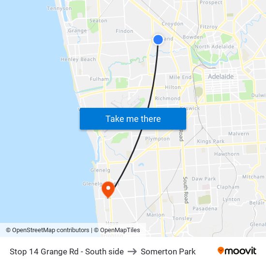 Stop 14 Grange Rd - South side to Somerton Park map