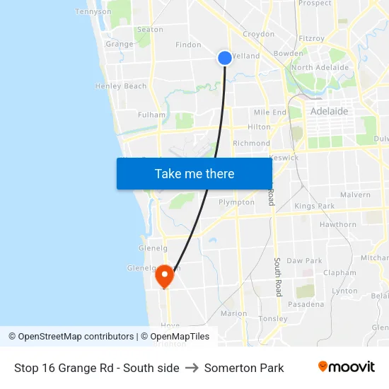 Stop 16 Grange Rd - South side to Somerton Park map
