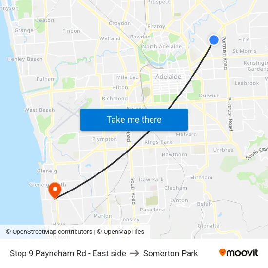 Stop 9 Payneham Rd - East side to Somerton Park map