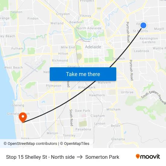 Stop 15 Shelley St - North side to Somerton Park map
