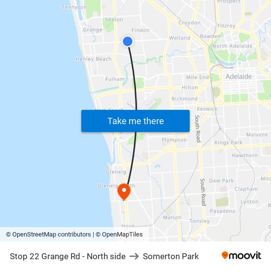 Stop 22 Grange Rd - North side to Somerton Park map