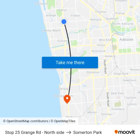 Stop 25 Grange Rd - North side to Somerton Park map