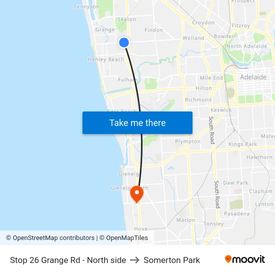 Stop 26 Grange Rd - North side to Somerton Park map