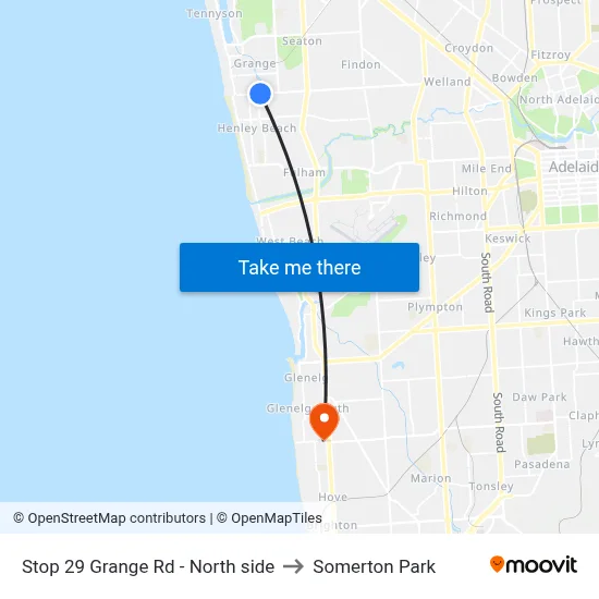 Stop 29 Grange Rd - North side to Somerton Park map