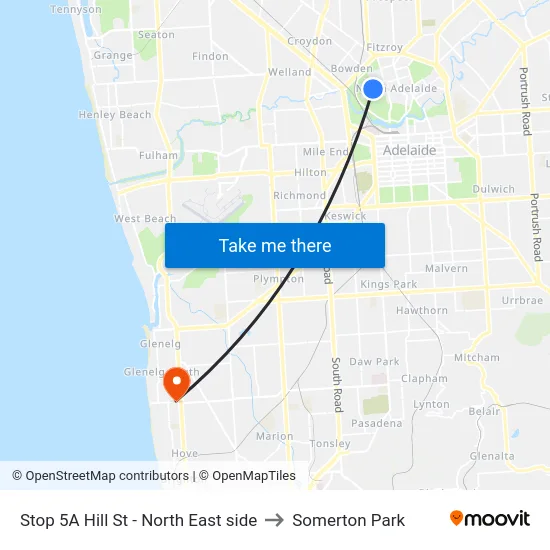 Stop 5A Hill St - North East side to Somerton Park map