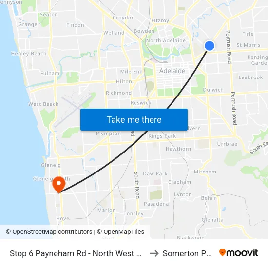 Stop 6 Payneham Rd - North West side to Somerton Park map