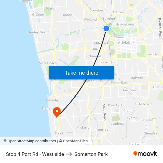 Stop 4 Port Rd - West side to Somerton Park map