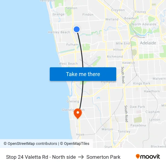Stop 24 Valetta Rd - North side to Somerton Park map