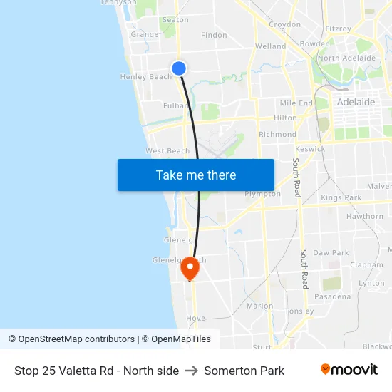 Stop 25 Valetta Rd - North side to Somerton Park map