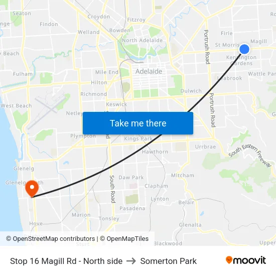 Stop 16 Magill Rd - North side to Somerton Park map