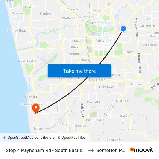 Stop 4 Payneham Rd - South East side to Somerton Park map