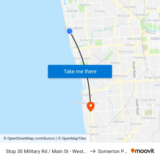 Stop 30 Military Rd / Main St - West side to Somerton Park map