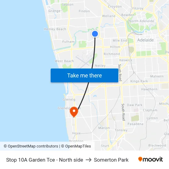 Stop 10A Garden Tce - North side to Somerton Park map