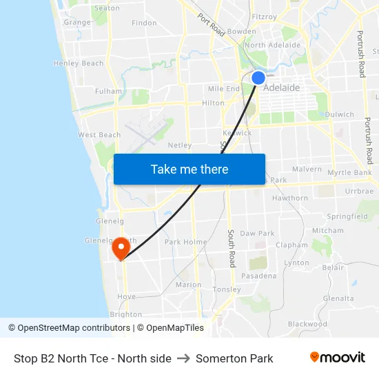 Stop B2 North Tce - North side to Somerton Park map