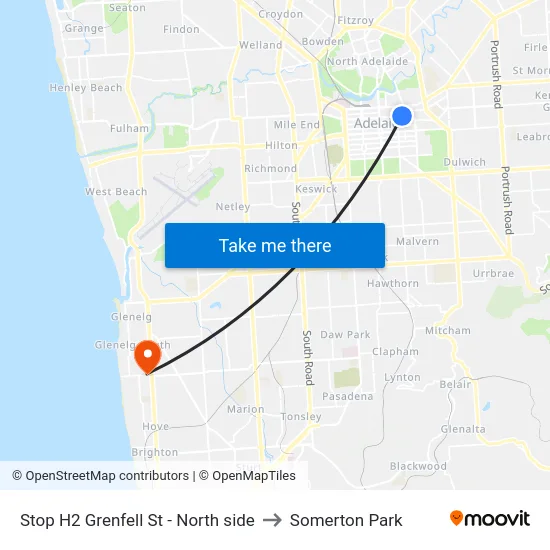 Stop H2 Grenfell St - North side to Somerton Park map
