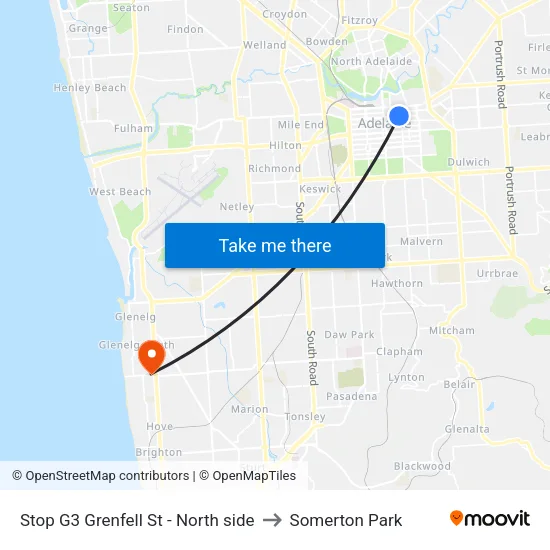 Stop G3 Grenfell St - North side to Somerton Park map
