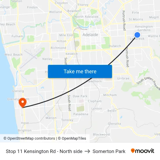 Stop 11 Kensington Rd - North side to Somerton Park map