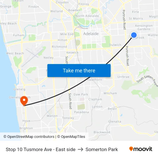 Stop 10 Tusmore Ave - East side to Somerton Park map