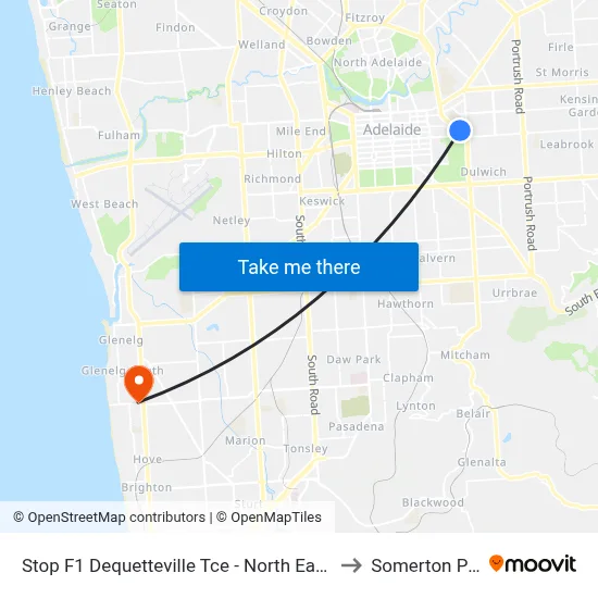 Stop F1 Dequetteville Tce - North East side to Somerton Park map