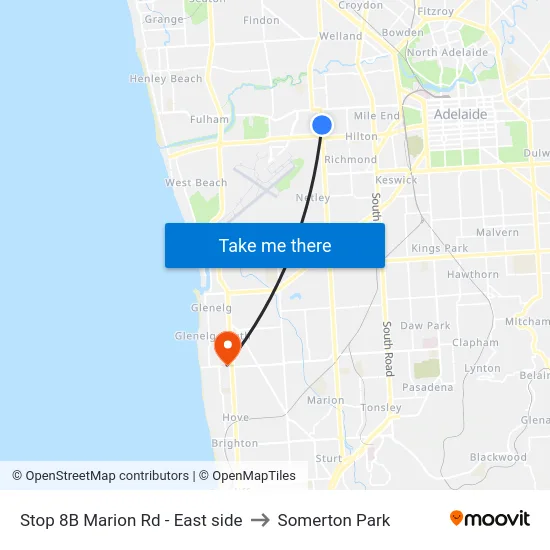 Stop 8B Marion Rd - East side to Somerton Park map