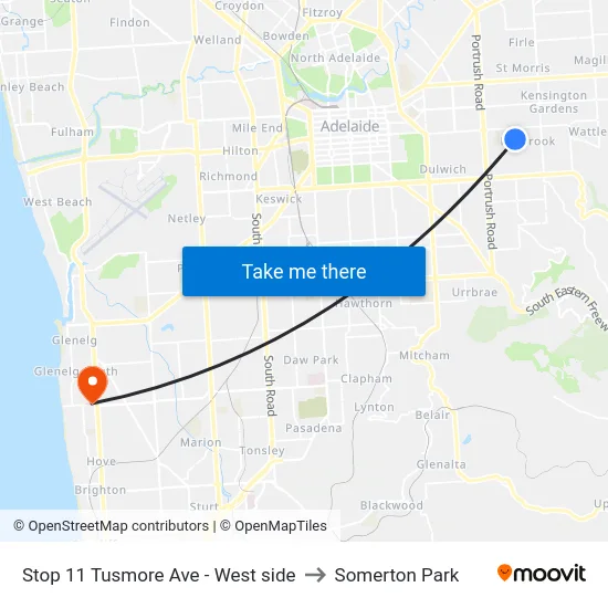 Stop 11 Tusmore Ave - West side to Somerton Park map