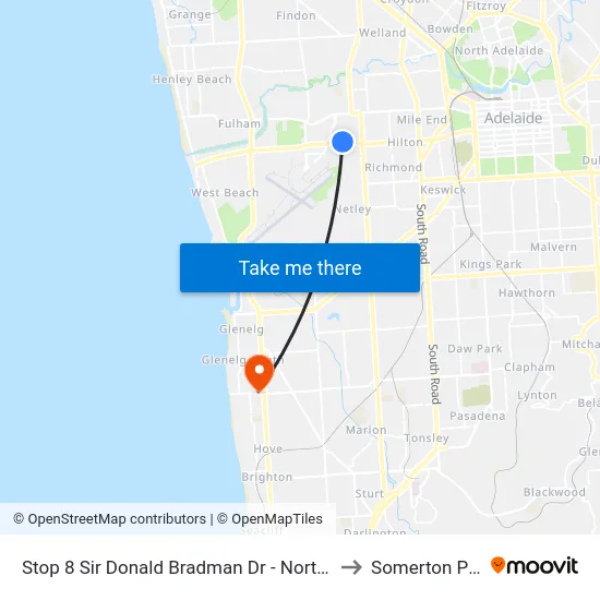 Stop 8 Sir Donald Bradman Dr - North side to Somerton Park map