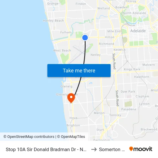 Stop 10A Sir Donald Bradman Dr - North side to Somerton Park map