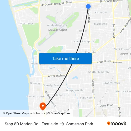 Stop 8D Marion Rd - East side to Somerton Park map