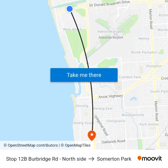 Stop 12B Burbridge Rd - North side to Somerton Park map