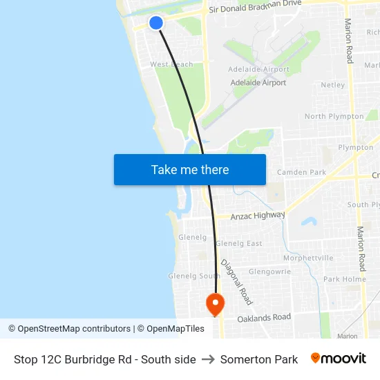 Stop 12C Burbridge Rd - South side to Somerton Park map