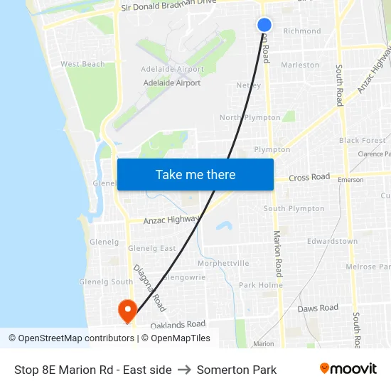 Stop 8E Marion Rd - East side to Somerton Park map