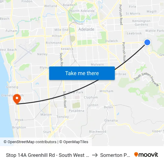 Stop 14A Greenhill Rd - South West side to Somerton Park map